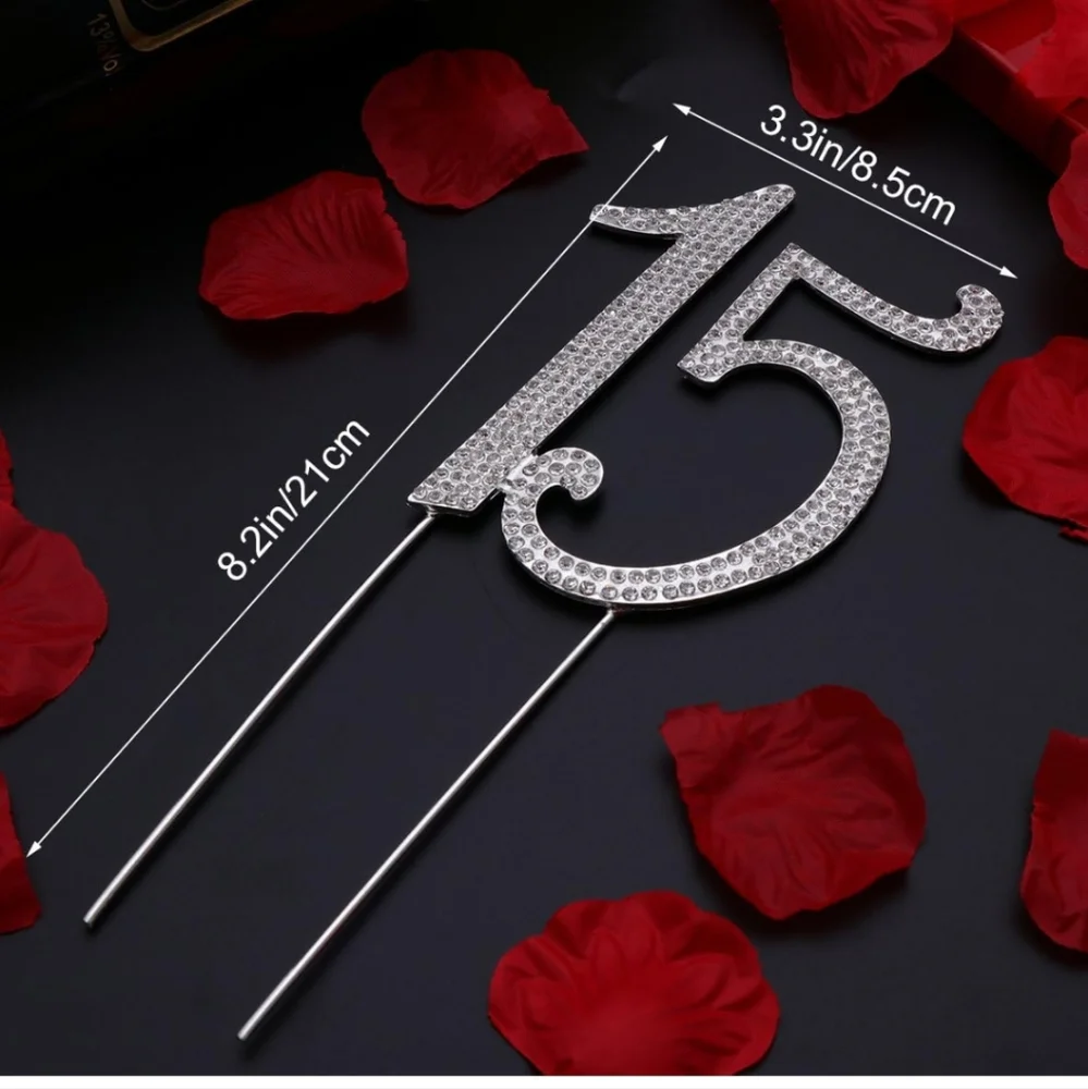 Cake topper alloy with rhinestones 